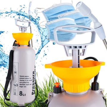 GOTEL 8L RUČNA VRTNA PRSKALICA POD TLAKOM, PODESIVA CIJELJA, MLAZNICA + MASKE