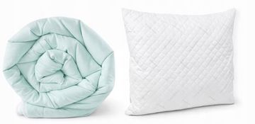 Deka 160x200cm Topla prošivena za sva godišnja doba MINT-WHITE + jastuk 70x80