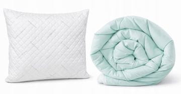 Deka 160x200cm Topla prošivena za sva godišnja doba MINT-WHITE + jastuk 50x60