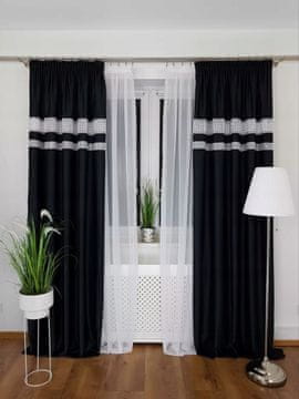 Crne zavjese s cirkonima 2x 145x250 cm