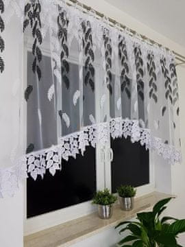 Firana od markizy, haftowana u crne listiće, 400x160