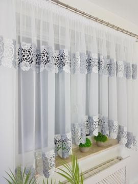 Gotova bijela voile zavjesa 400x160 cm, dvostruka gipur čipka, mašna, nabirna traka