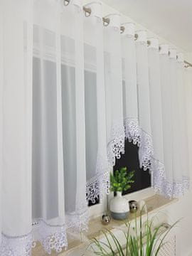 Gotova zavjesa 400x145 cm - lučna, gipur i kamenčići, metalna ušica, bijela