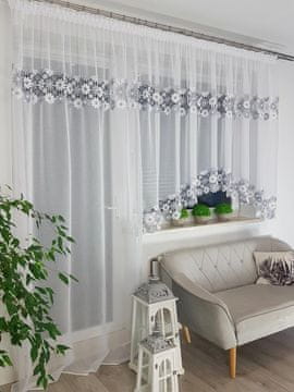Komplet firan balkonskih sable bijela sa sivom gipuricom 400x160 cm + 140x250 cm