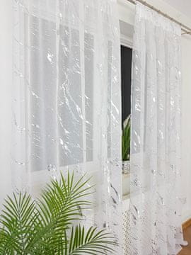 Gotova zavjesa 145x250 cm na sable nabirnoj traci s uzorkom srebrnog mramora