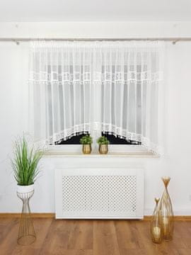 Gotova zavjesa 300x160 cm od etamine, topla bijela, s heklanom čipkom