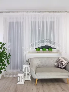 Balkonski set, voile zavjese ukrašene vezom 300x160 i 145x250cm