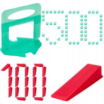 Set za niveliranje pločica od 500 kopči, 100 klinova, fuga od 2 mm X-level
