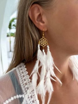 Boho MIA naušnice s perjem BIJELE