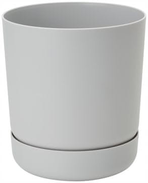 Form-Plastic Doniczka okrugla satina 15 s podstavkom, platina