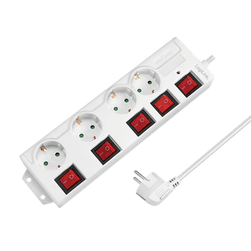Produžna utičnica 4x utičnica 5 prekidača Logilink 230V 3600W 1,5 m bijela