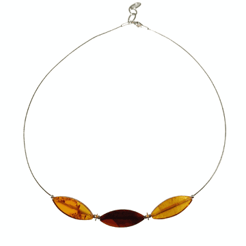 Ogrlica na užetu s raznobojnim jantarom - Baltic Amber Collier