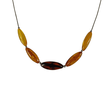 Ogrlica s raznobojnim jantarnim valjcima - Baltic Amber Collier