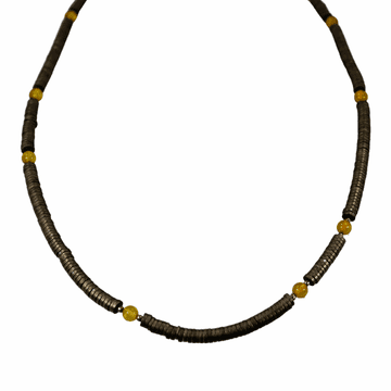 Ogrlica s konjakovim jantarom i hematitom - Baltic Amber Collier
