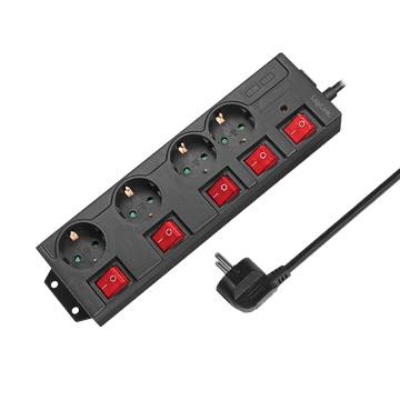 Logilink produžni kabel s 4 utičnice i 5 prekidača s prenaponskom zaštitom, 1,5 m, crni