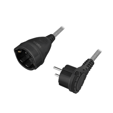 LogiLink produžni kabel za napajanje, 3 m, kutni utikač, tekstil CEE 7/7