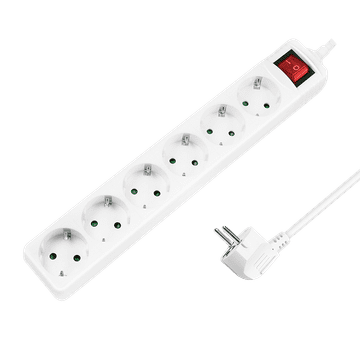 LogiLink LPS202 produžni kabel sa 6 priključaka i prekidačem, 1,5 m, bijeli