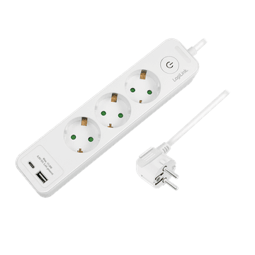 Trostruka produžna letva s USB-A/C, bijela, 3 utičnice, 1,5 m - Logilink