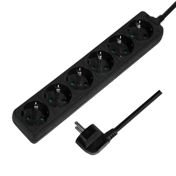 LogiLink produžni kabel sa 6 utičnica s uzemljenjem, crni 1,5 m