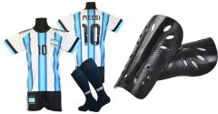 Dječji nogometni dres Argentine Messi - veličina 122 + štitnici za potkoljenice