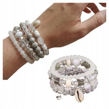 Set od 4 BOHO narukvice Bijelo-krem školjkasti leptir