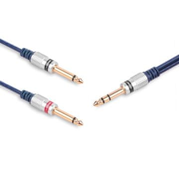 JACK 6.3 STEREO KABEL S UTIKAČEM - 2x JACK 6.3 MONO UTIKAČ JACK 6.3 STEREO KABEL S UTIKAČEM - 2x JACK 6.3 MONO UTIKAČ 5,0 m (MK75-1/P2)