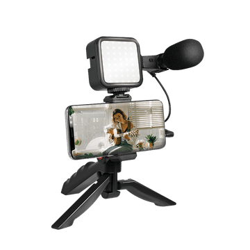 LogiLink Vlogger komplet: stativ, mikrofon, LED svjetlo, za pametne telefone od 4,7 do 7 inča