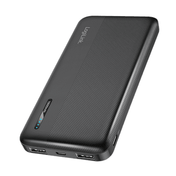 Powerbank 10000 mAh Brzo punjenje LogiLink USB-C + 2x USB-A LED Crna