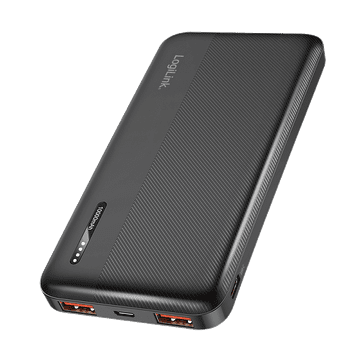 Kapacitetna powerbank baterija 10000 mAh PD 20W LED LogiLink USB-C QC3.0 2xUSB-A crna