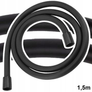 SILIKONSKO CRIJEVO ZA TUŠ 150 cm glatko CRNO PVC GUMA 360°