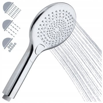 Kromirana tuš glava s 3 funkcije, EASY CLEAN, PROTIV KAMENCA, VERT