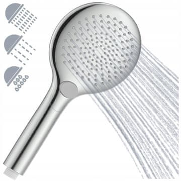 Kromirana tuš glava s 3 funkcije, ANTI-CALC, EASY CLEAN HOR