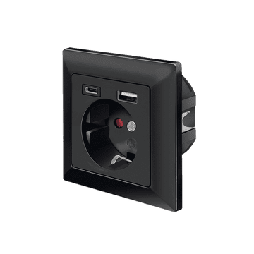 LogiLink Crna ugradbena električna utičnica USB-C USB-A 14W 5V