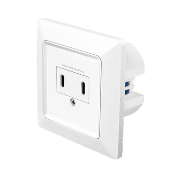 230V električna utičnica 2x USB-C ugradbena PD 25W brzo punjenje LogiLink bijela