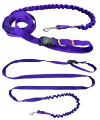Povodac za pse s amortizerom 480 cm LJUBIČASTO Podesivi HandsFree Proizvedeno u Poljskoj