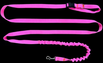 Povodac za pse s amortizerom 480 cm NEON RUŽIČASTI Podesivi HandsFree Proizvedeno u Poljskoj