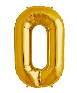 Import Folija balon broj 0 nula 70 cm zlatni zlatni veliki broj rođendanski ukras