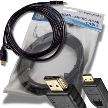 Esperanza DUGI HDMI - HDMI MICRO KABEL 3M ZA FOTOAPARATE, PROJEKTORE