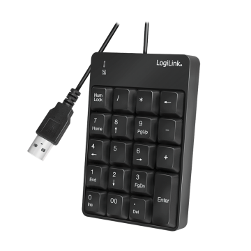 LogiLink žičana USB numerička tipkovnica s 19 tipki za prijenosno računalo s LED zaslonom