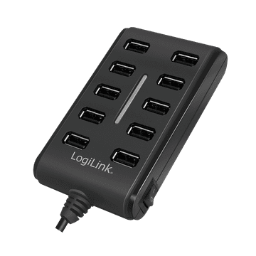 USB 2.0 Hub, 10 priključaka, s prekidačem za uključivanje/isključivanje, 480 Mbit/s - LogiLink