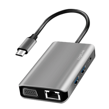 LogiLink USB-C 7-u-1 priključna stanica USB 3.2 Gen1 PD 100W 4K siva