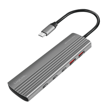 LogiLink USB 3.2 Gen2 USB-C Hub 10x portova 8x USB-C, 2x USB-A PD 100W Ultra Slim Thunderbolt 3/4 Space Gray