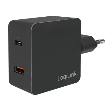 LogiLink USB putni adapter 1xUSB-C PD + 1xUSB-A QC 18W brzo punjenje