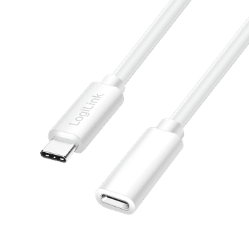 Produžni USB-C LogiLink USB 2.0 kabel 2 m tip CM/F PD 100W bijeli 480 Mb/s