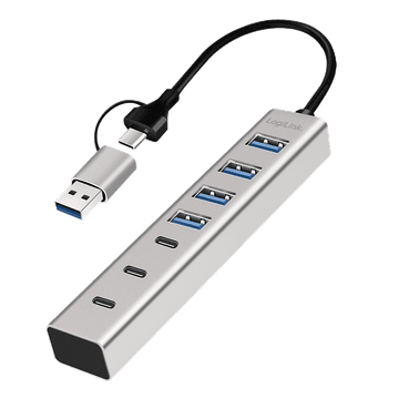 LogiLink USB 3.0 Hub 7 portova 4x USB-A 3x USB-C 2u1 kabel USB-A/USB-C 5 Gbs