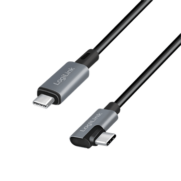 LogiLink USB-C 90° PD 100W kabel - 2 m, E-mark, brzi prijenos, punjenje