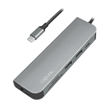 Hub USB-C 3.0 6u1 LogiLink HDMI 4K/30Hz PD čitač SD kartica microSD 60W 4K