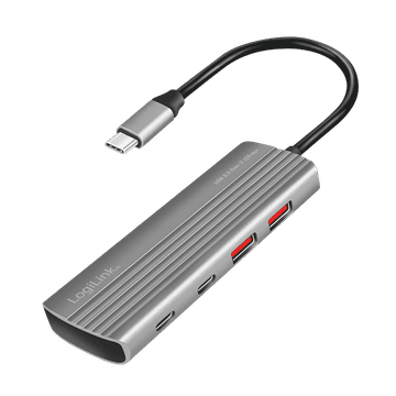 Hub USB-C 3.2 Gen2 10Gb/s 4x USB PD 100W LogiLink sivi 2xUSB-A 2xUSB-C