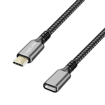 USB-C 3.2 Gen2 LogiLink C/M na C/F produžni kabel 1m 10Gbps 100W PD aluminijski