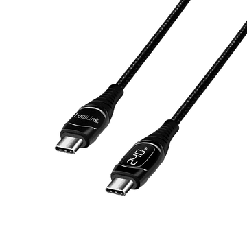 USB-C kabel za brzo punjenje 240 W 1 m LogiLink PD 3.1 OLED E-Mark crni